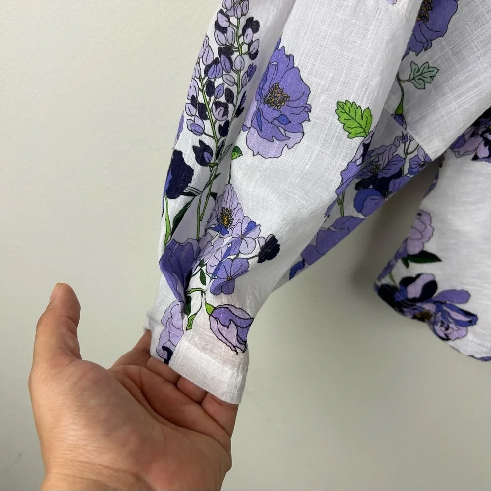 By Anthropologie V-neck ruched knit top purple coral 3/4 sleeve blouse size: S - Picture 13 of 13